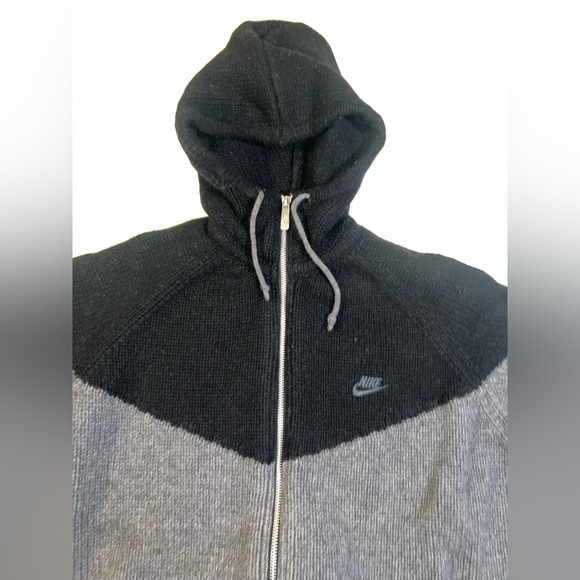 Nike Men's Black and Gray Zip-Up Wool Knit Sweater - Picture 2 of 8